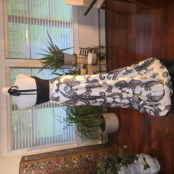 Vintage Cache Y2K Embellished Plunge Halter Paisly Satin Evening Gown Size 2 - Picture 6 of 11